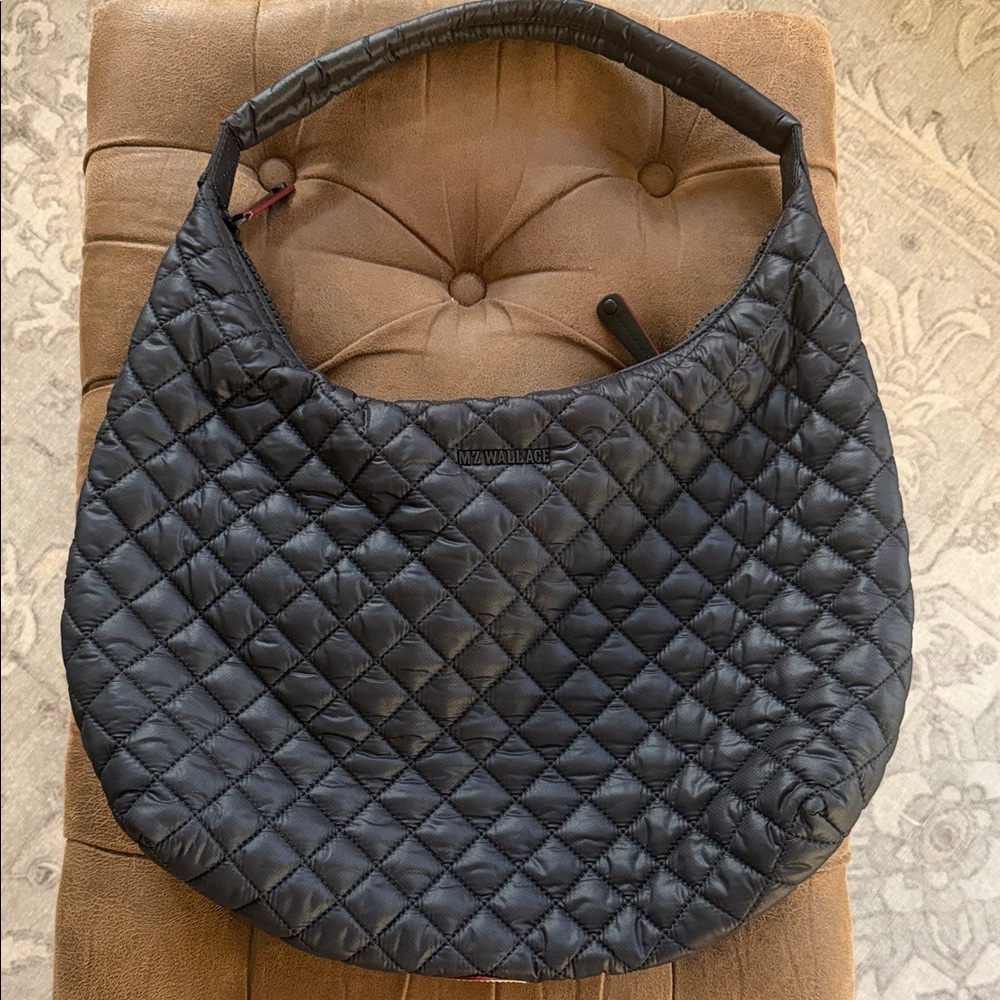 MZ Wallace Quilted Hobo Shoulder Bag in Black - Picture 2 of 6